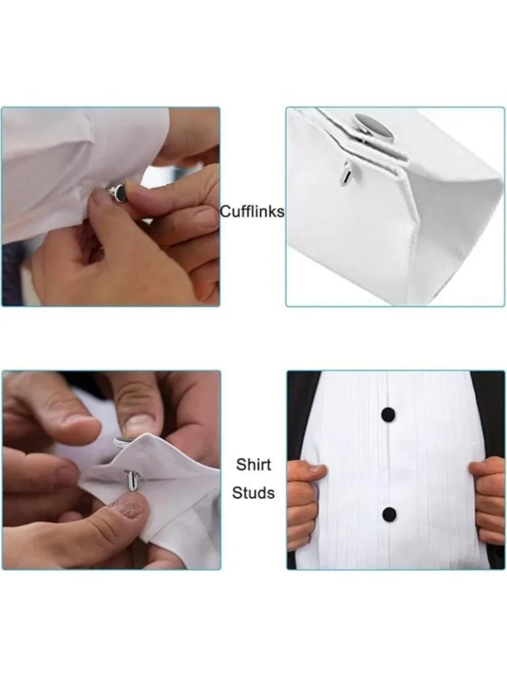 Elegant Men's Cufflinks & Tuxedo Studs Set with Tie Clip & Gift Box - Perfect
